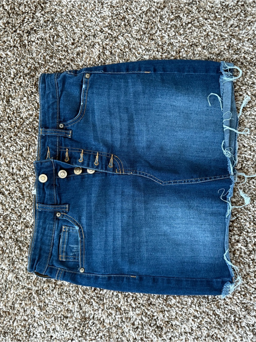 Women's Dark Blue Denim Button-Front Jean Skirt